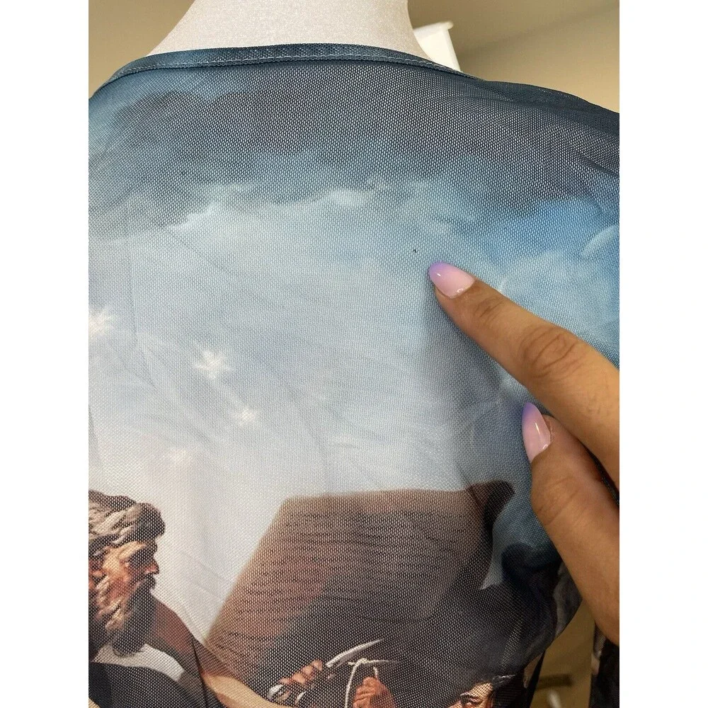 Art To Wear Womens M L Abstract mesh long sleeve lace bodysuit Y2K Whimsigoth - Picture 16 of 16